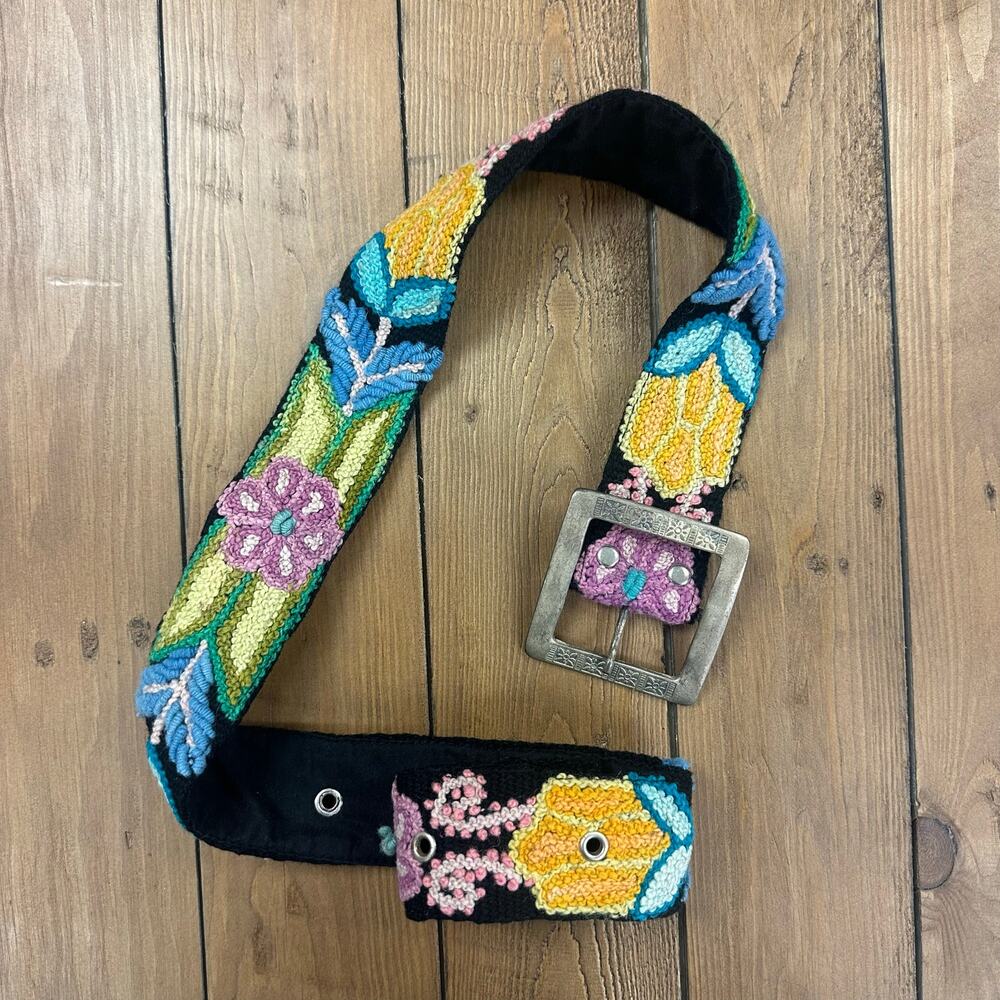 free people floral embriodered needlepoint boho belt Jenny Krauss